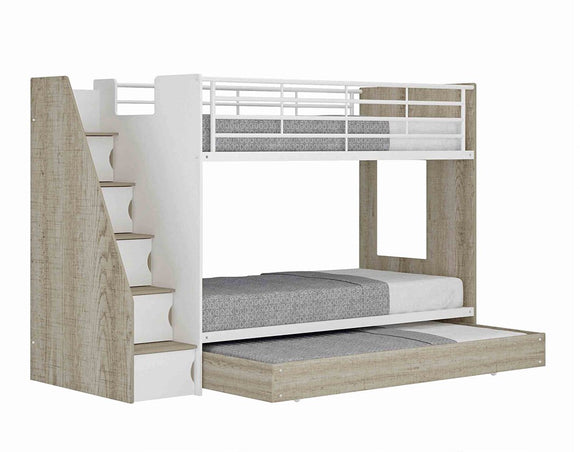 Ashton Trio Bunk Bed with Trundle and Shelves