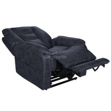 Mercer Dual Motor Lift Chair with Headrest and Lumbar Adjust in Dark Fabric.